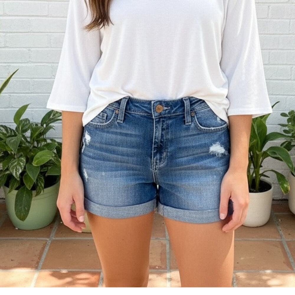 Holding Horses Blue Distressed Denim Boyfirend Shorts size 26 - Picture 2 of 7